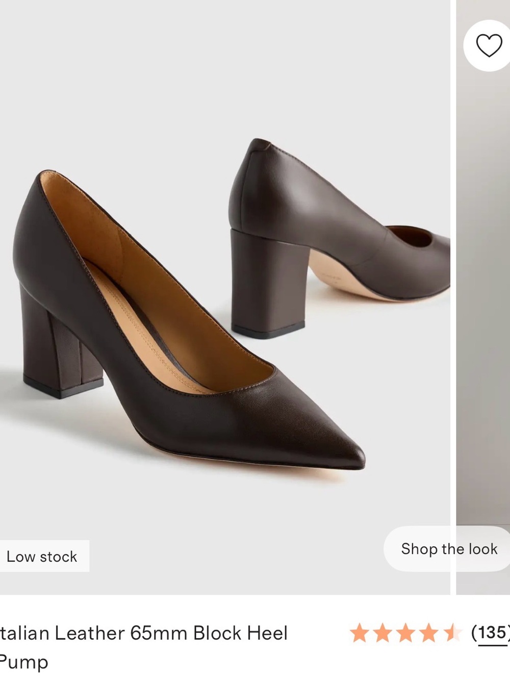 Quince Dark Brown Pointed Toe Block Heel Pumps